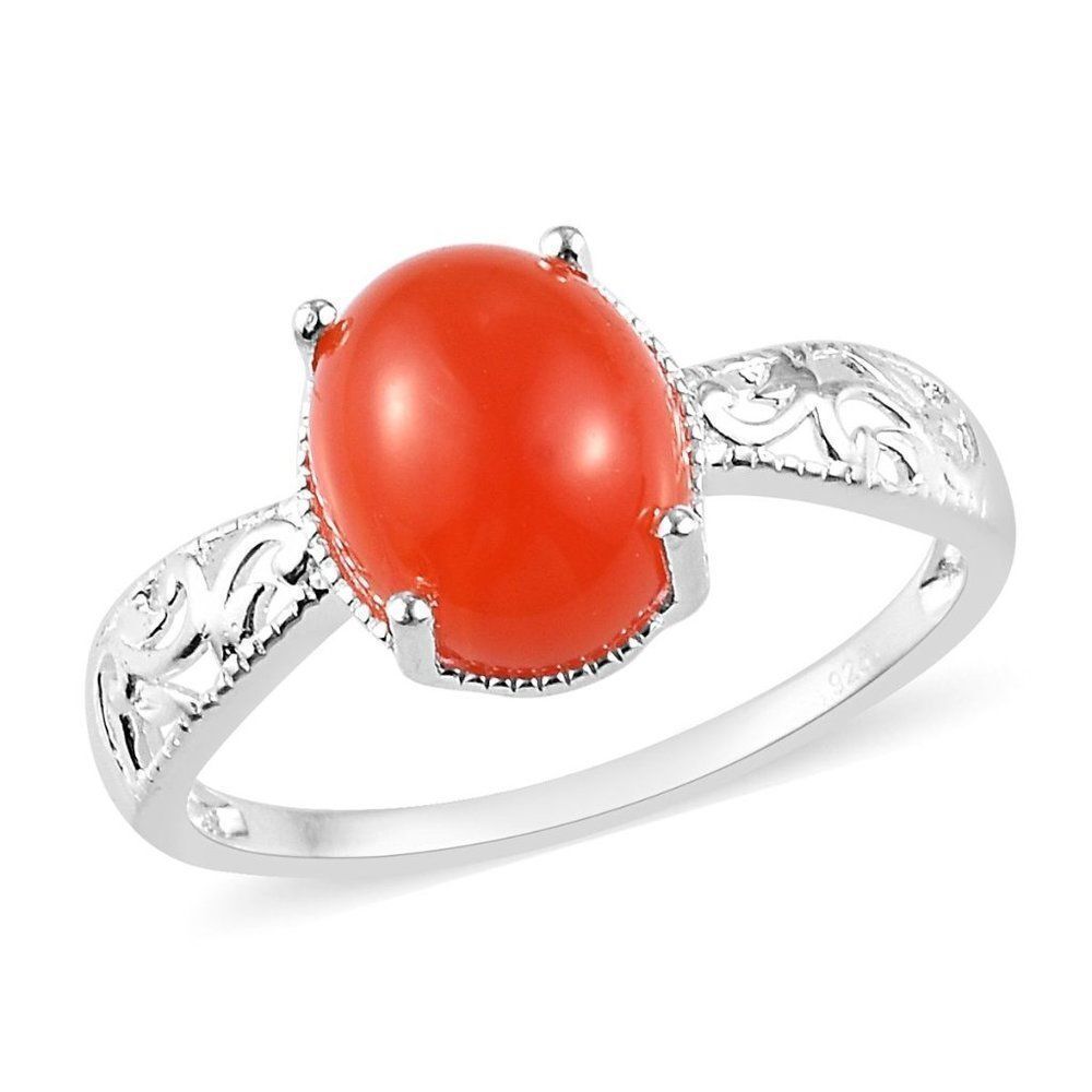 Red Onyx Ring in Sterling Silver Enhanced Size 7